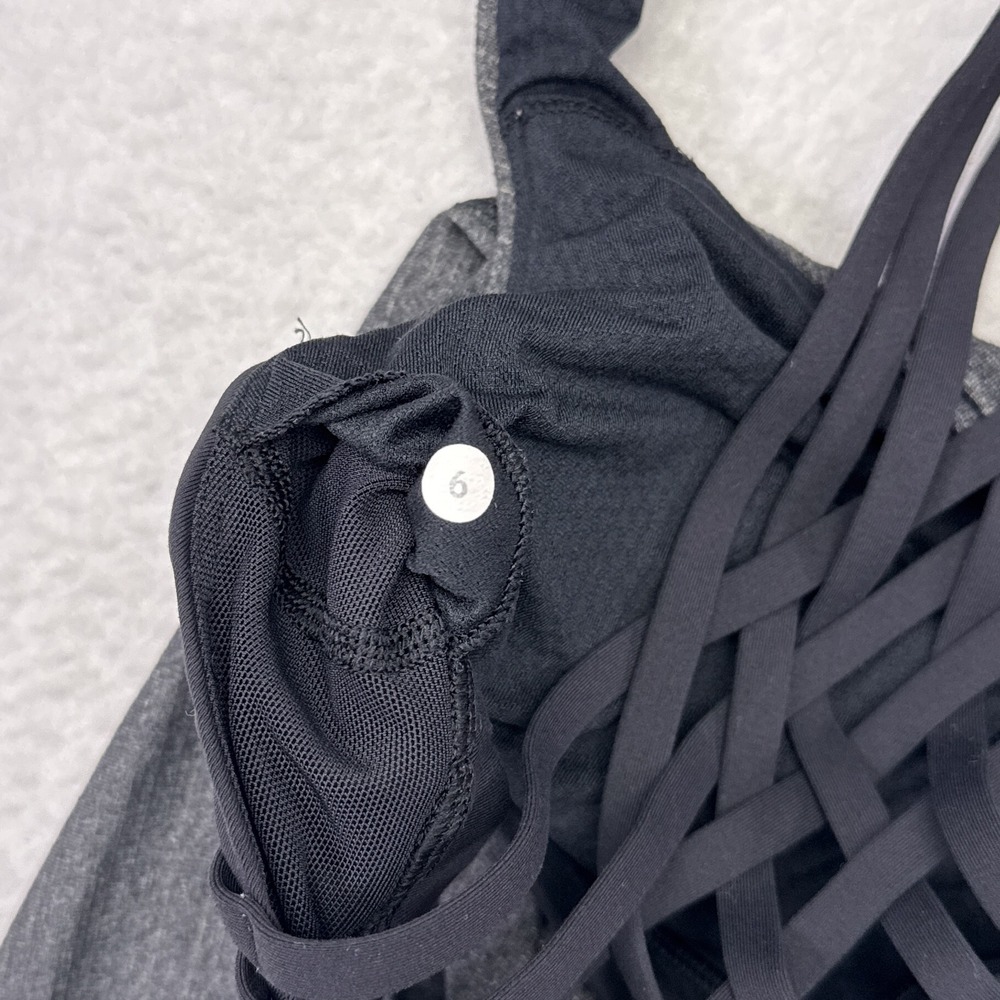 Lululemon Wild Tank Top Size 6 Gray Black Activewear Gym Yoga Pilates Strappy - Picture 6 of 9